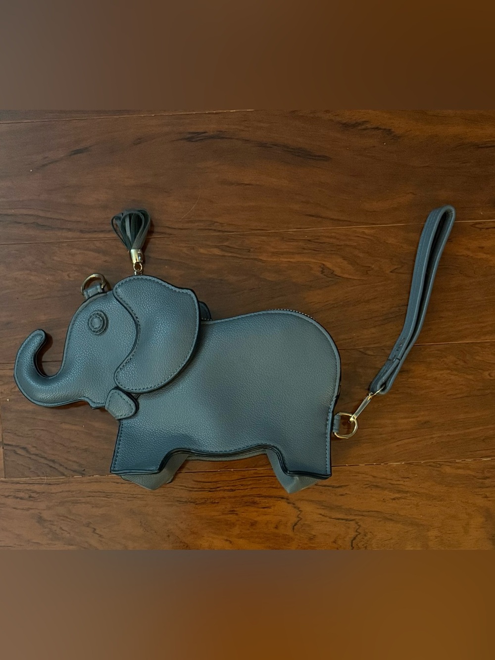 Cute Gray Elephant Shaped Wristlet Crossbody Shoulder Zip Purse Bag
